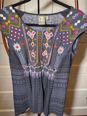 Boho Embroidered Folk Blouse Anthropologie Festival XS